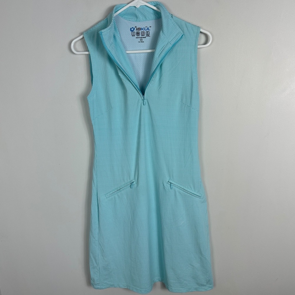 IBKUL Blue Polka Dot Quarter Zip Dress Womens Sz XS UPF 50+ Sun Protection Golf